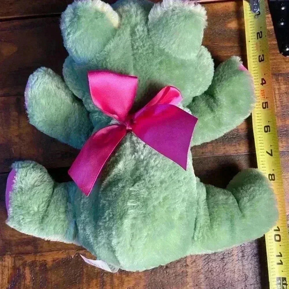 Frog Green Plush Stuffed Toy Big Eyes Pink Yellow 10" - Picture 6 of 6